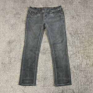 Rock Revival Boris Jeans Womens 28 Gray Crop Stretch Pants Festival Rhinestones